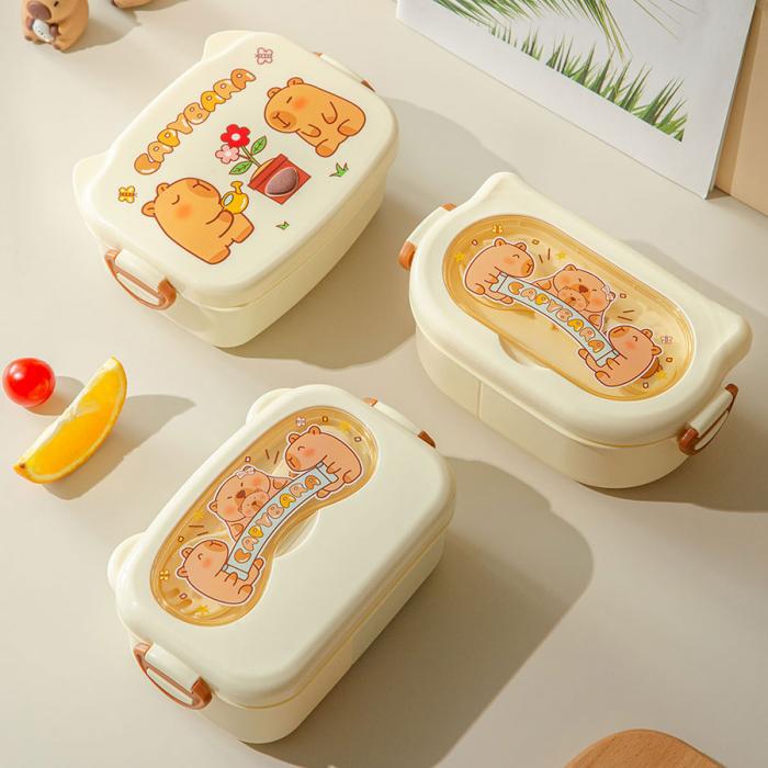 魔法豚長方形/萌鏡豚/趣照豚分格便當(dāng)盒